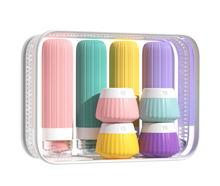 Cosmetic Bag With Bottles 9pcs Travel Kits