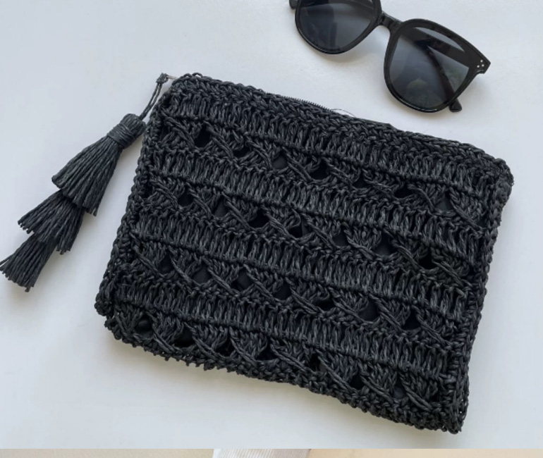 Paperstraw Clutch Bag Cosmetic Bag With Tassel